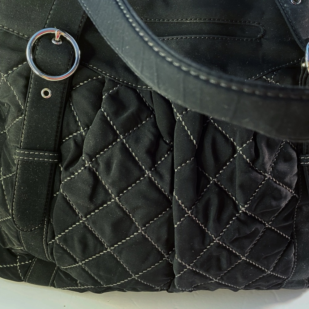 Vera Bradley Vintage Black Microfiber Large Shoulder Bag